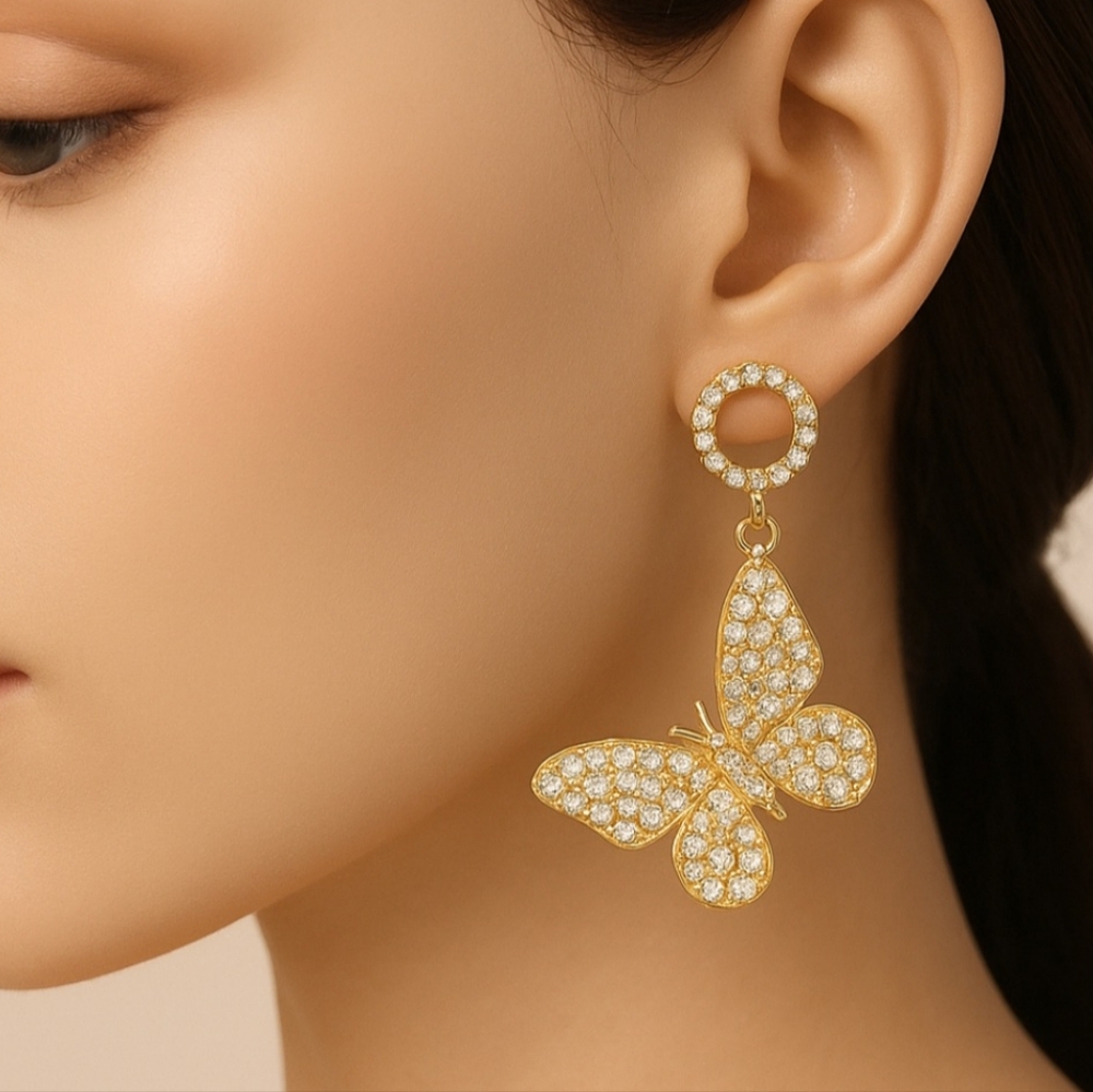 Butterfly earrings, alloy dangle earrings, geometric earrings. Elegant earrings